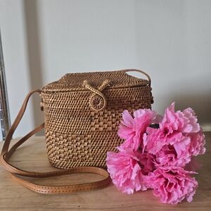 Brown Woven Crossbody Bag